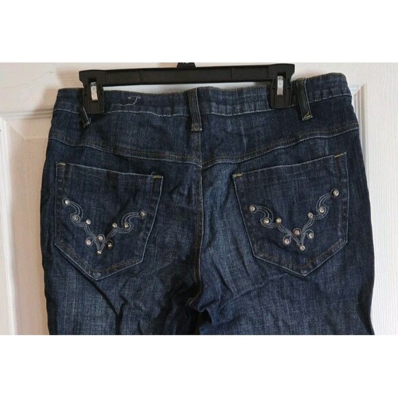 Gitano Womens Denim Jean Shorts Knee Length Below Long Modest Size 14 Dark Wash - Picture 4 of 14